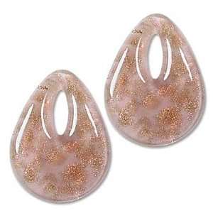  Murano Style Glass Copper Foil Light Amethyst Small Drops 