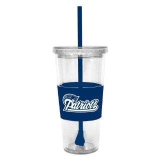 NFL 22 Ounce Insulated Tumbler with Rubber Sleeve and Stir Straw 