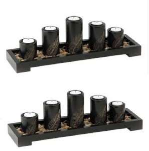 Black Candleholder Candle Holder Set Zen Centerpieces  