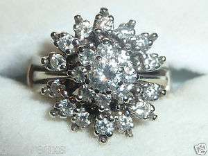 ct Diamond Cluster Gold Ring w/ Guard 1 cwt 14k w/g  