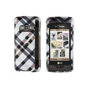 Snap On Plastic Phone Design Case Cover Black Plaid For LG enV Touch 