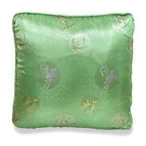 Chinese Silk Pillow   Four Seasons Flower, Green (#77)  