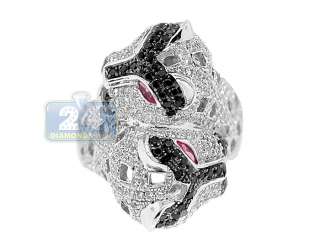   Sterling Silver Icy White Crystal CZ Womens Leopard Panther Heads Ring