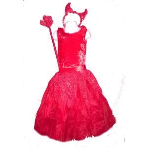   Red Devil Leotard Skirt Dress Costume Dress up NWT 2 4: Toys & Games