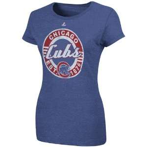   Majestic Chicago Cubs Ladies Retroized Heathered T Shirt   Royal Blue