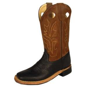 NIB! OLD WEST Youth Square Toe Boot #1810 Black/Tan  