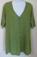 Eileen Fisher PS Petite Small modern label apple green s/s cardigan 