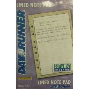  Day Runner Lined Note Pad 30 Sheets 5 1/2 x 8 1/2