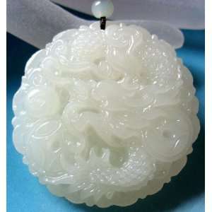  White Jade Fortune Dragon Coins Amulet Pendant Everything 