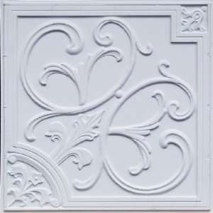  204 Faux Tin Drop In Ceiling Tiles 24x24   White Matte 