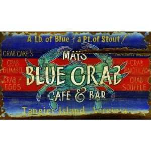  Blue Crab Vintage Sign: Home & Kitchen