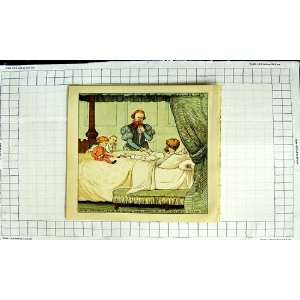 Colour Print Nursery Rhyme Dying Man Children Bed:  Home 
