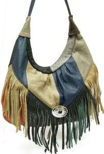 Tassel Genuine LEATHER Shoulder Bag PURSE Hobo Patchwork Large Handbag 