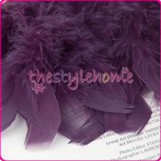 Purple Turkey Feather Fringe Trim 2 Yard Long Hat Craft  