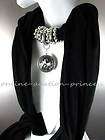   Black Silver PENDANT NECKLACE SCARF Wrap Shaw Crystal Charm 103