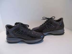 Hogan Interactive Grey Patent Leather/ Suede Shoes/Sneakers Sz 35.5 