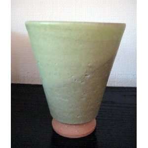 Japanese Pottery Tea cup   green slim  Grocery & Gourmet 