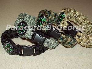 Survival Bracelet & Compass  paracord Desert ACU Black  