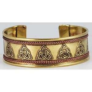 Engraved Copper and Brass Bracelet Triquetra Symbol Desing Mens Women 