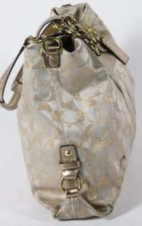 Coach Ashley Signature Embroidered Lurex Fabric Carryall Purse Handbag 