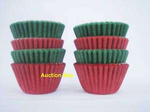 200pcs Mini Cup Cake Petite Paper Case Liner RED GREEN  