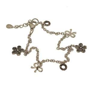   Bows and Circles Charm Bracelet with Genuine Marcasite Jewelry