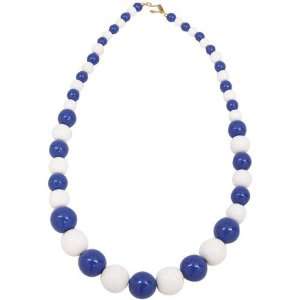 Royal Blue White Ascending Wooden Bead Necklace Sports 
