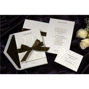  Intricate Design Fold Over with Mocha Ribbon Wedding 
