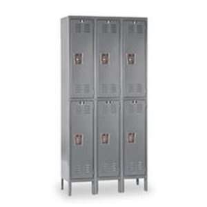 Hallowell Premium Locker Double Tier 12x12x36 6 Door Assembled Gray 
