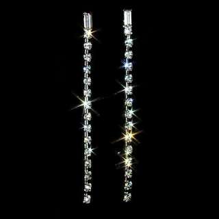 Fine Lines Baguette Top Crystal Rhinestone Earrings  
