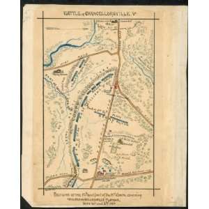 Civil War Map Battle of Chancellorsville, Va.. Position of 