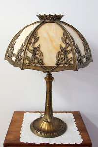 Bradley & Hubbard Art Nouveau Lamp Slag Glass Shade  