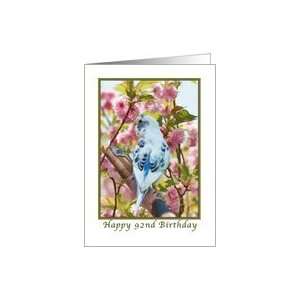    92nd Birthday, Blue Parakeet and Flowers Card: Toys & Games
