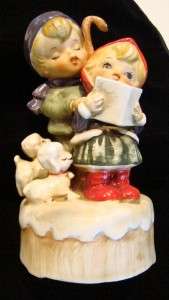   Child Carolers Lambs Japan 1950s Hummel Style Musical Figurine  