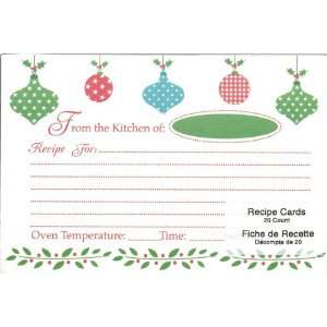  Christmas Ornaments Holiday 4 X 6 Recipe Cards   Pkg. Of 