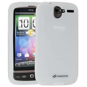  New Amzer Silicone Skin Jelly Case   Lilly White For HTC 