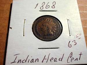 Indian Head Cent 1868,Very Good+  