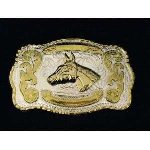 Horse Cow Boy Western Gold and Silver Finishing Square Belt Belt 