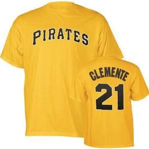  Pittsburgh Pirates Roberto Clemente Gold Name and Number Shirt 