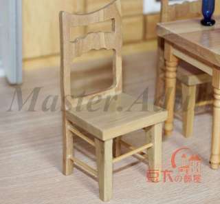   Miniature 1:12 Oak Kitchen Set 8 pcs Cabinet,Table,Chair,Fridge  