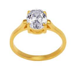 14k Gold Overlay Oval cut Cubic Zirconia Bridal inspired Solitaire 