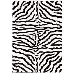   Zebra Animal Pattern Black/ White Wool Rug (5 x 8)  Overstock