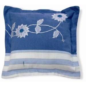  Embroidery Flower Pillow in Blue