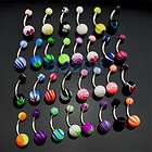 30 x stripes ball belly navel button bar ring barbell