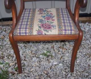 Antique Victorian Wooden Desk Armed Cushion Chair  