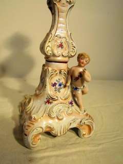 Antique European Miniature Porcelain Figural Oil Lamp, NO RESERVE 