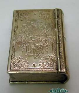 Continental Silver Table Book Shape Snuff Pill Box 1825  
