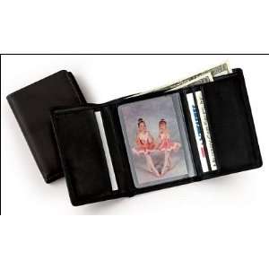 Leather Tri fold Wallet (Black): Office Products