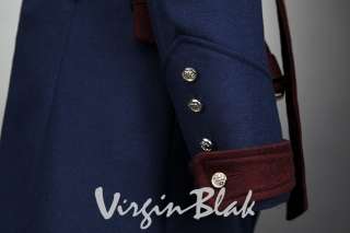 vb HOMME Napoleon Fur Lined Military Long Coat BLACK, NAVY 4RL  