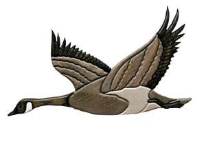 CANADIAN GOOSE Wood OAK CARVED 21x12 Wall Plaque INLAY  